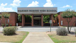 Entrance to Warner Robins High School building.