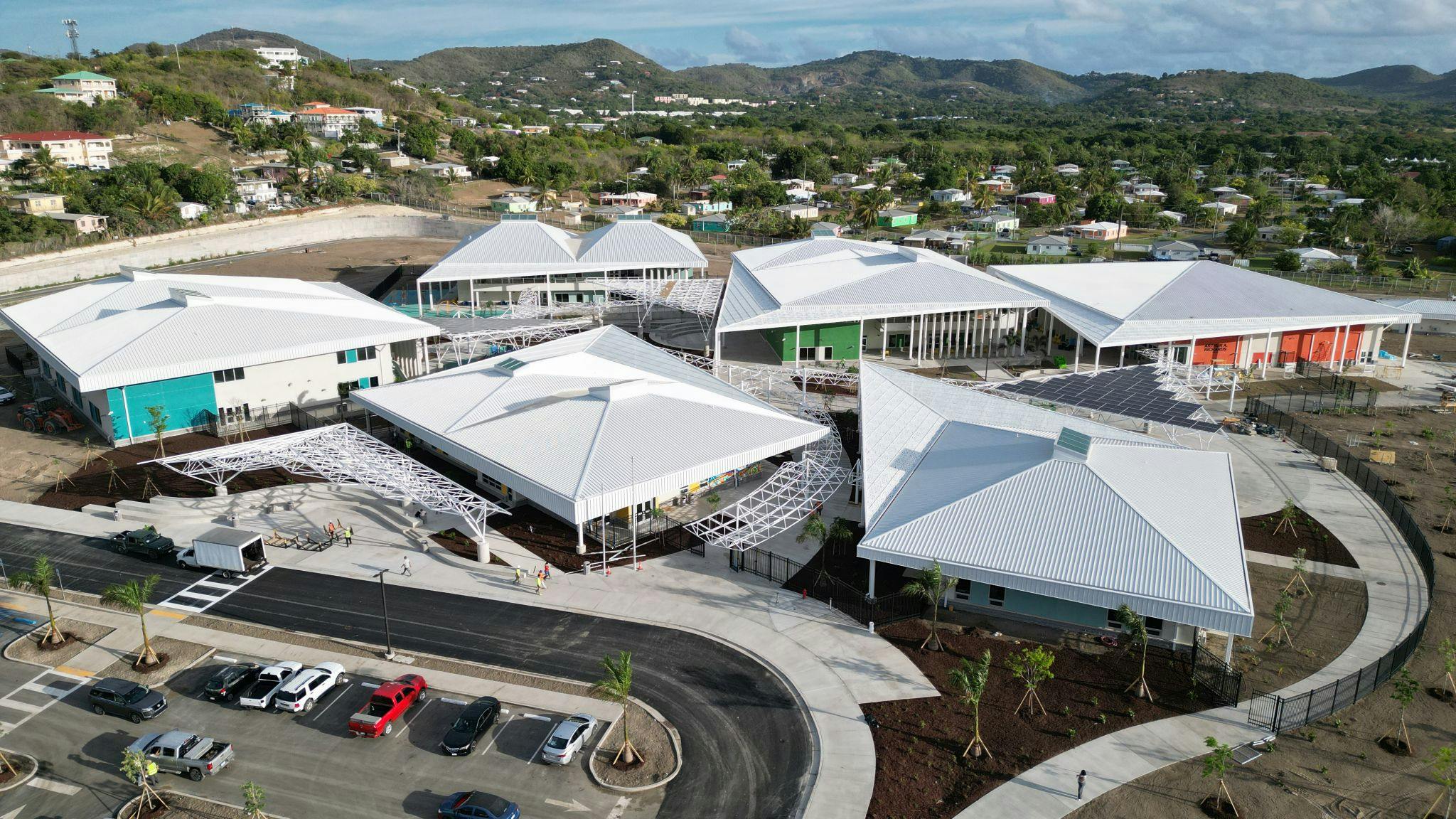 Aerial view of new K-8 school in U.S. Virgin Islands of St. Croix