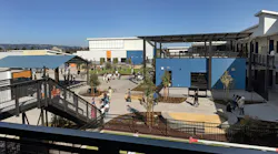 View of outdoor courtyard of new Alameda Wood Middle School.