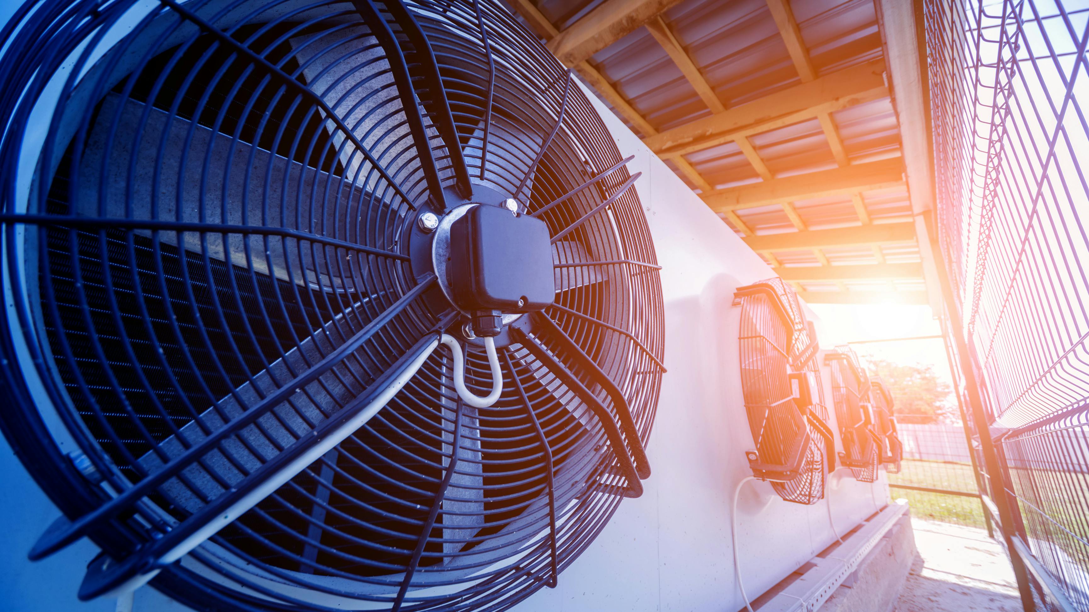 Close up of industrial metal HVAC units.