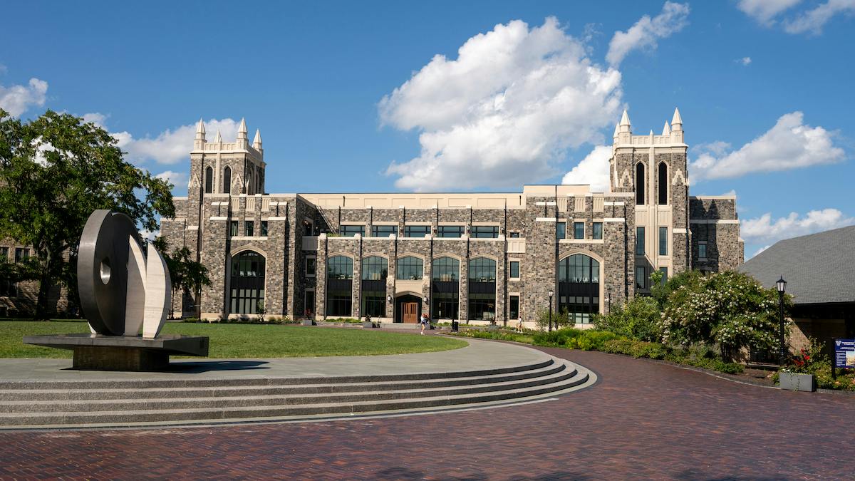 Exterior of new library building at Villanova University.