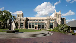 Exterior of new library building at Villanova University.